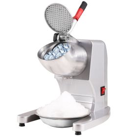 VEVOR Ice Crushers Machine, 220lbs Per Hour Electric Snow Cone Maker with 4 Blades, Stainless Steel Shaved Ice Machine with Cover and Bowl (Color: Silver)