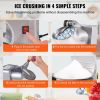VEVOR Ice Crushers Machine, 220lbs Per Hour Electric Snow Cone Maker with 4 Blades, Stainless Steel Shaved Ice Machine with Cover and Bowl